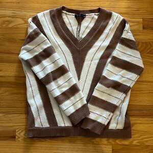 Brown and ivory striped sweater - size Small